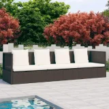 VIDAXL Lit de jardin avec coussin et oreillers Résine tressée Marron