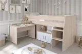PARISOT Lit mezzanine enfant avec Bureau 90x200 cm - Décor bois et blanc