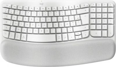 Logitech Clavier ergonomique sans fil Azerty Logitech Wave Keys pour Mac Bluetooth Blanc