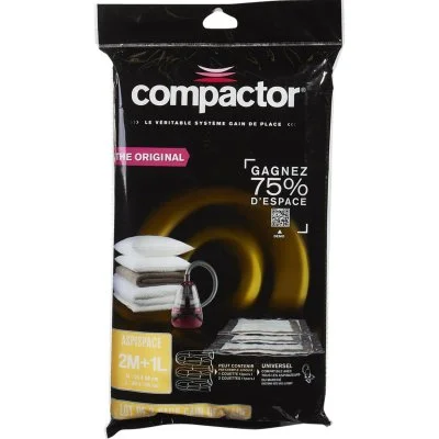 Lot de 3 sacs de compression Aspispace 2 tailles M et L transparent