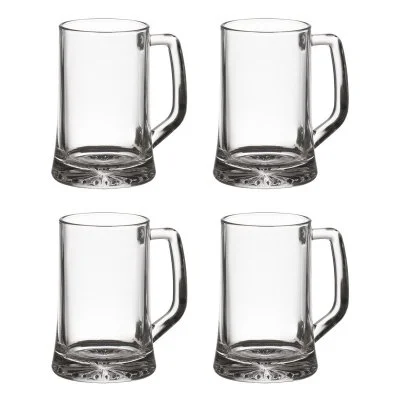 Lot de 4 verres à bières ""anse"" 32cl transparent