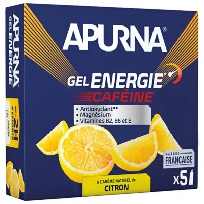 Lot de 5 gels énergétiques citron caféine passage difficile Apurna