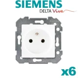 SIEMENS Lot de 6 Prises 2P+T blanc delta viva