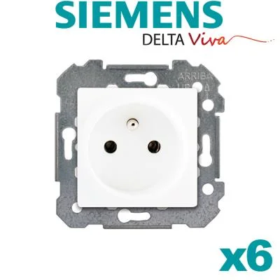 Lot de 6 Prises 2P+T blanc Siemens delta viva Siemens Siemens