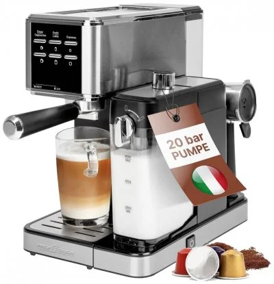 Machine à espresso - ProfiCook - 2en1 - 20 bars - Réservoir à lait 06L - Compatible Nespresso