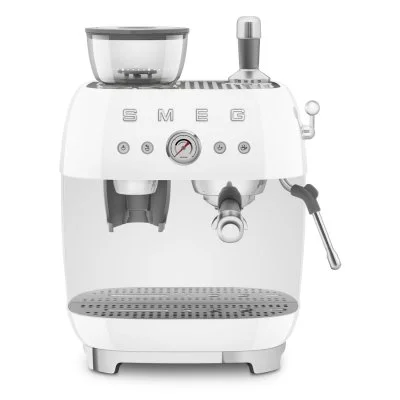 Machine Expresso Smeg Egf03wheu Blanche Années 50 Avec Moulin Intégré