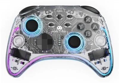 Manette Sans Fil Pour Nintendo Switch - Transparente À Led - Câble 1m