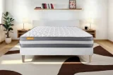 SEPTNUITS Matelas + sommier 160x200 Memo Plus Mémoire de forme 3 zones - Blanc