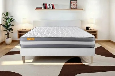 Matelas + sommier 160x200 Memo Plus Mémoire de forme 3 zones - Blanc