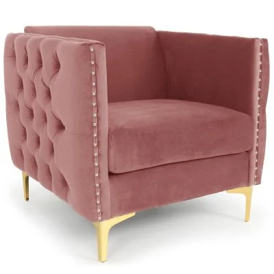 Menzzo Joshua Fauteuils, Velours, Rose, Taille Unique