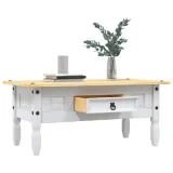 Mercatoxl - Table basse Pin mexicain Gamme Corona Blanc 100x60x45 cm