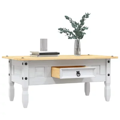 Mercatoxl - Table basse Pin mexicain Gamme Corona Blanc 100x60x45 cm