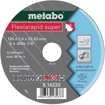 Meules de tronçonnage Flexiarapid super 125x1,6x22,2 acier inoxydable