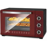 WOLTU Mini four électrique - 32L - 1600W - Rouge - Thermostat réglable - Minuterie 60 min