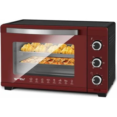 Mini four électrique WOLTU - 32L - 1600W - Rouge - Thermostat réglable - Minuterie 60 min