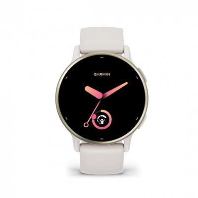 Montre connectée Garmin Vivoactive 5, Cream Gold avec bracelet ivoire