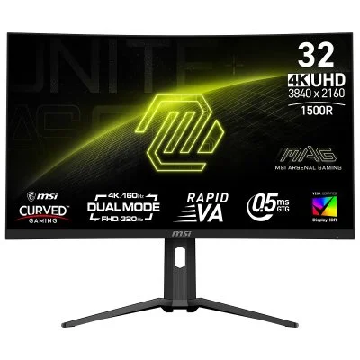 MSI MAG 321CUPDF 31,5"" LED Rapid VA UltraHD 4K 160 Hz 0,5 m HDR 400 Sync Adaptatif Courbe