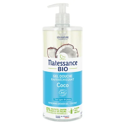 NATESSANCE Gel douche rafraichissant eau de coco flacon 1l