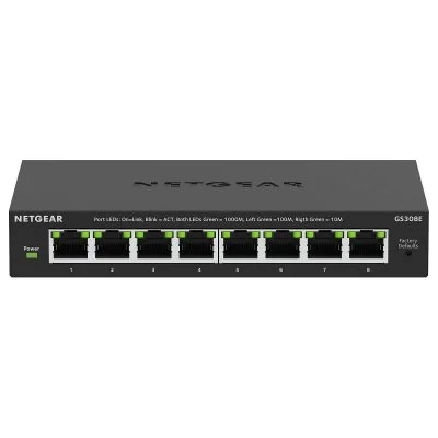 Netgear GS308E Géré L2/L3 Gigabit Ethernet (10/100/1000) Noir, Switch