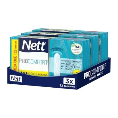 Nett Procomfort Tampon sans Applicateur, Normal, Boite de 32 Tampons