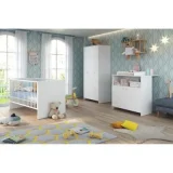 TRENDTEAM Niko chambre bébé complete : lit 70*140cm + commode + armoire - blanc