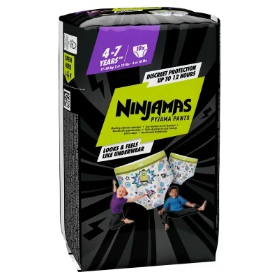 Ninjamas Lot de 10 culottes de nuit absorbantes pour garçons 4-7 ans