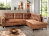 BESTMOBILIER NORDIC - Canapé d'angle L - 5 places - Convertible - Industriel vintage - Droit - Marron