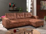 BESTMOBILIER NORDIC - Canapé d'angle réversible - 4 places - Convertible - Industriel vintage - Marron