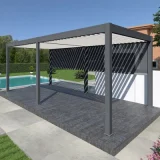 Ombréa Pergola bioclimatique Ombréa autoportante 3x6M - Anthracite/blanc - ELMO
