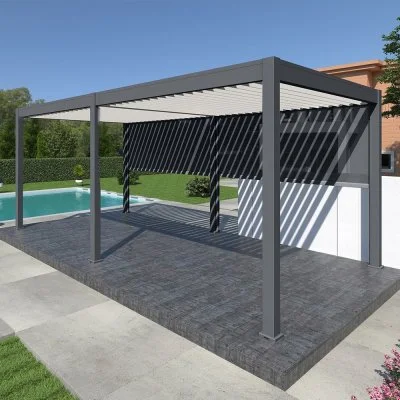 Ombréa Pergola bioclimatique Ombréa autoportante 3x6M - Anthracite/blanc - ELMO