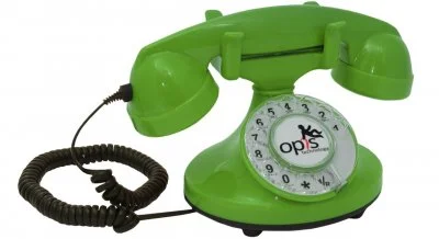 Opis funkyfon cable : téléphone filaire à cadran rotatif au style sinueux des années 1920 (vert)