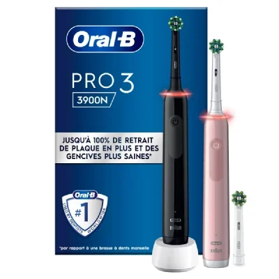 Oral-b 760277 - oral-b pro 3 3900 duopack black-pink edition jas22