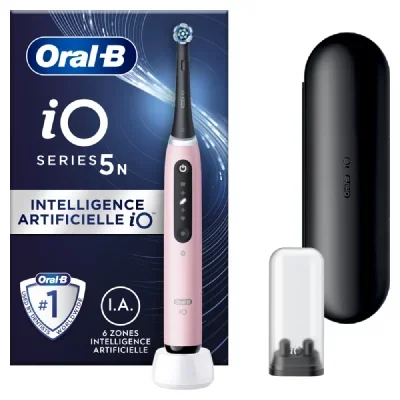 Oral-b io 5n - avec etui de voyage - rose - brosse à dents électrique connectée