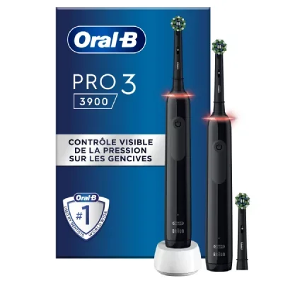 Oral-b Pro 3 3900 Duopack Jas 22 Electric Toothbrush Argenté
