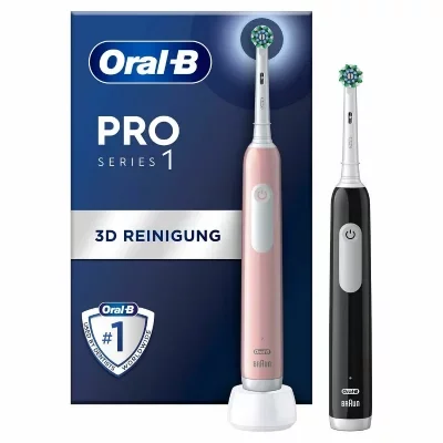 Oral-B Pro1 Christmas Pack de 2 Brosses à Dents Électriques Rose/Noir