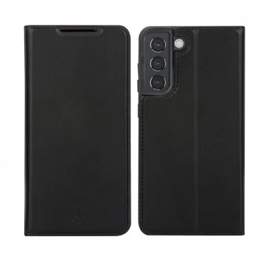 Oslo - Etui à rabat pour téléphone portable - cuir végan recyclé - noir - pour Samsung Galaxy S22