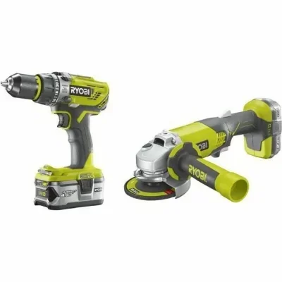 Pack 18 V : Perceuse a percussion + meuleuse 115mm - 2 batteries 1 x 2,0 Ah et 1 x 4,0 Ah