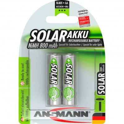 Pack de 2 pile rechargeable SOLAIRE AA Mignon Ansmann 800mAh