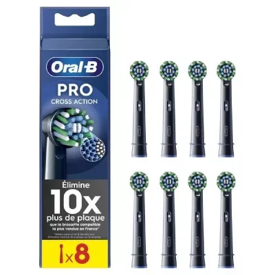 Pack de 8 brossettes pour brosse à dents Oral-B Pro Cross Action Noir