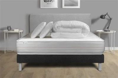 Pack sommier kit matelas Mémoire de forme 180x200 Noir Complet