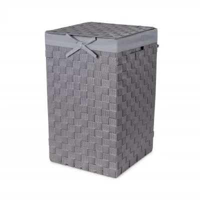 Panier À Linge Carré Avec Couvercle Stan Gris