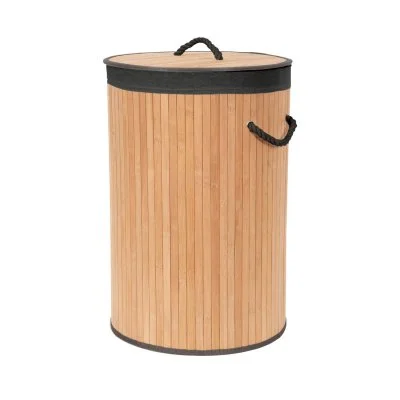 Panier à linge rond en bambou avec couvercle 40 x 0 x H.60 cm