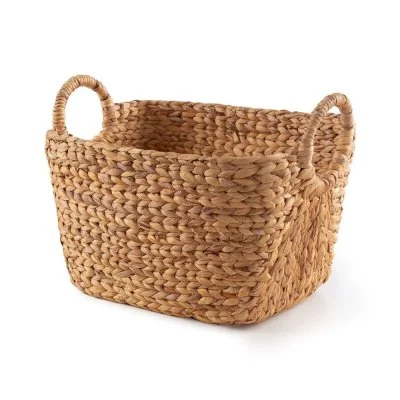 Panier de rangement en jacinthe d'eau tressée 51x30cm