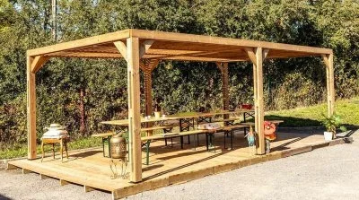 Pergola autoportante HABRITA Tho 3562 t bois marron, 20.93 m²