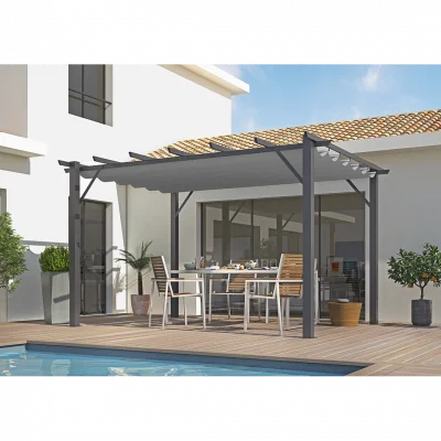 Pergola autoportante manuelle aluminium Habrita PER4030GG gris 4 x 3 m