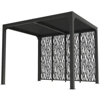 Pergola bioclimatique 2,40 x 3,00 m avec panneaux moucharabieh