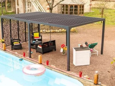 Pergola bioclimatique 21.52m² gris anthracite habrita - per36m60bi -