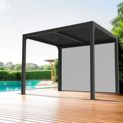 Pergola bioclimatique 7.20 m2 gris anthracite habrita - per 2430r bi -