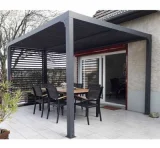 HABRITA Pergola bioclimatique aluminium 10,80 m2 avec ventelles latérales