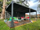 HABRITA Pergola bioclimatique autoportante aluminium XXL avec 2 rideaux 21,52 m2